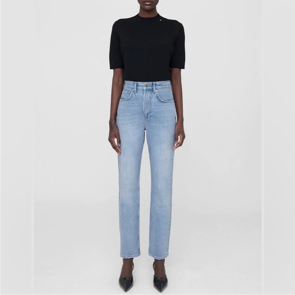 Anine Bing Jackie Jeans Straight Leg Sz 30 Pale Blue - Picture 1 of 6